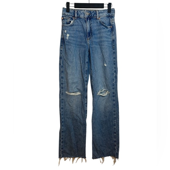 Garage 90’s Straight Leg Distressed Blue Jeans - Picture 1 of 4